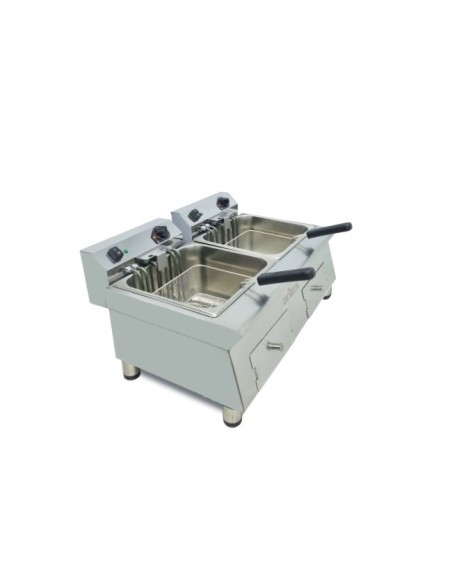 lateral freidora de dos cubas de 12 litros cada una