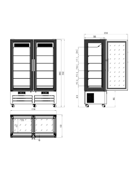 Vitrina Pastelería Frío Ventilado 1,3m Edenox