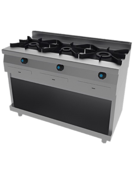 Cocina Industrial 3 fuegos con Mueble 23,2Kw Jemi