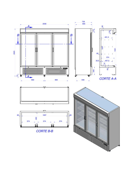 Congelador Vertical Hostelería Vidrio ACE-1653-C HC Edenox