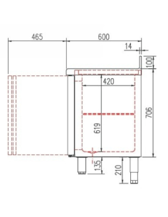 Bajo Mostrador Refrigerado 4 Puertas MRS-250 Coreco 2